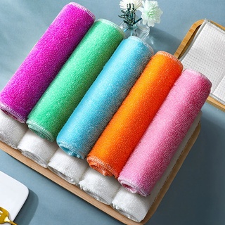 Multi-color Bamboo Fiber Dishcloth / Non-stick Oil Double-layer Thicken Cleaning Cloth