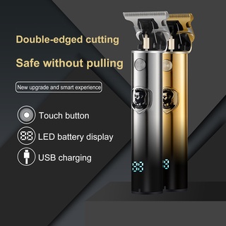 Overcharming eléctrico Clipper T-blade inalámbrico USB Touch interruptor bajo ruido Trimmer herramienta de corte de pelo (2)