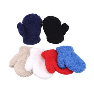 guantes de lana coral gruesos para bebé con dedos completos