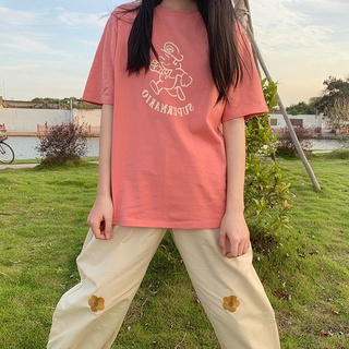 Blusa rosa mujer suelta estilo Harajuku camiseta de manga corta mujer