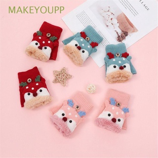 makeyoupp 1 par de guantes de felpa de terciopelo cálido para niños, diseño de renos, multicolores