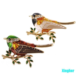 [Xingher] broche de pájaro esmalte Pin cristal Rhinestone Animal broche Pin ropa joyería