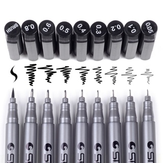 MNXXX Comic Illustration Pens Set 9 Different Size Pen Nib Quick-drying Smooth Writing (7)