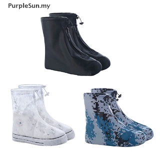 [púrpurasun] Funda reutilizable para botas de lluvia antideslizante resistente al desgaste gruesa impermeable cubierta de zapatos MY