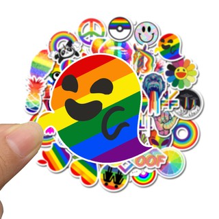 50Pcs Cartoon Rainbow Waterproof Sticker Skateboarding Snowboard Retro Vinyl Sticker Graffiti Notebook Sticker (3)