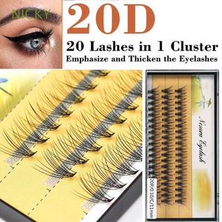 NICKY Women Grafting Eyelash 20 Roots Lashes Extension Individual Eyelashes Beauty 60 Pcs Professional Volume 8-12mm Natural False Eyelashes