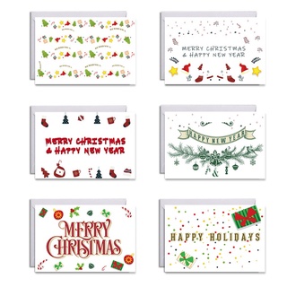 6 unids/set tarjetas de felicitación de navidad con sobres pegatina feliz año nuevo postal