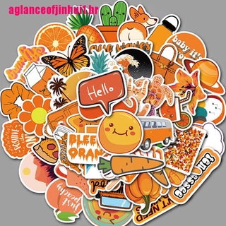 (2ag) 50pzas stickers naranjas para laptop/patineta/guitarra/coche/bicicleta/bomba