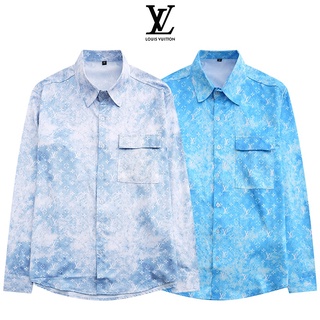 LV Louis Vuitton Camisas De Alta Calidad Tops Unisex Hombres Moda Impreso Suelto Seda Manga Larga casual