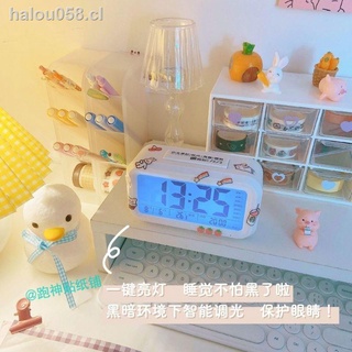 En stock ins Japonés simple Moda Creativo Silencio Electrónico Estudiante Reloj Dormitorio Mesita De Noche Despertador Pequeño Inteligente