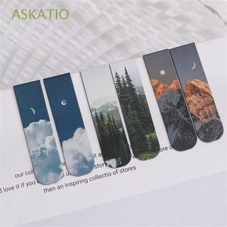 ASKATIO 2pcs Reading Supplies Book Mark Students Page Markers Magnetic Bookmarks Office School Page Clip Teachers Nature Scenery Stationery Magnet