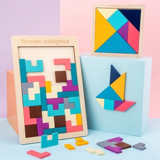 Wooden Tetris Puzzle Toys Kids Mental Development Educational Toys Children Best Christmas Gifts