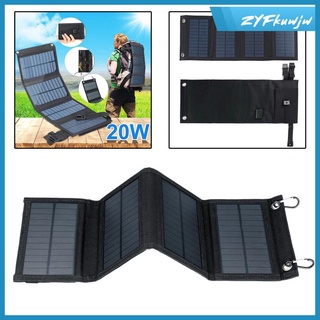 Kit De Panel Solar Plegable Monocristalino 20W Impermeable Para Acampar Al Aire Libre