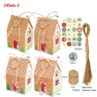 VICILLEYY 24Sets Wedding Favors Christmas House Kraft Paper Paper Gift Box Packaging Boxs with Tags&Stickers Kids Gift Xmas Party Supplies Christmas Decor Present Case Candy Wrapping Bag (3)