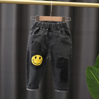2021 primavera y otoño nuevo hombre bebé simple y versátil niños impresos jeans casual pantalones