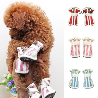 suv- 4 piezas de malla de moda de algodón transpirable antideslizante casual zapatos para mascotas perro cachorro botas