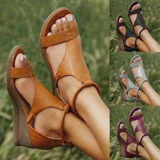 [QSDALEN] verano mujer dedo del pie abierto plataforma Casual zapatos de Color sólido cremallera cuñas sandalias