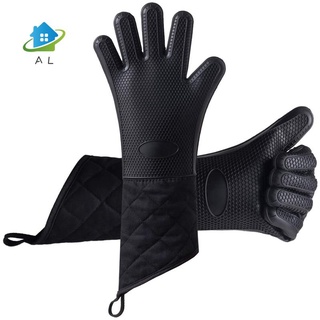 1 par guantes de silicón resistentes al calor/guantes de silicona para barbacoa extra largas