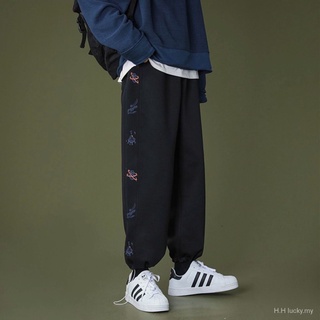 Verano pantalones delgados de los hombres sueltos estilo coreano de moda todo-partido recortado recto Casual pantalones deportivos tobillo atado harén pantalones de chándal (6)