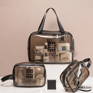 [lusha] Bolsa de cosméticos transparente de gran capacidad espesar capa hogar viaje impermeable bolsa de maquillaje para mujer