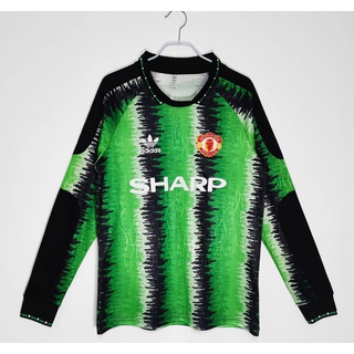 1990 Manchester United green Portero jersey Clásico retro Fútbol Versión Tailandesa Camisa Única
