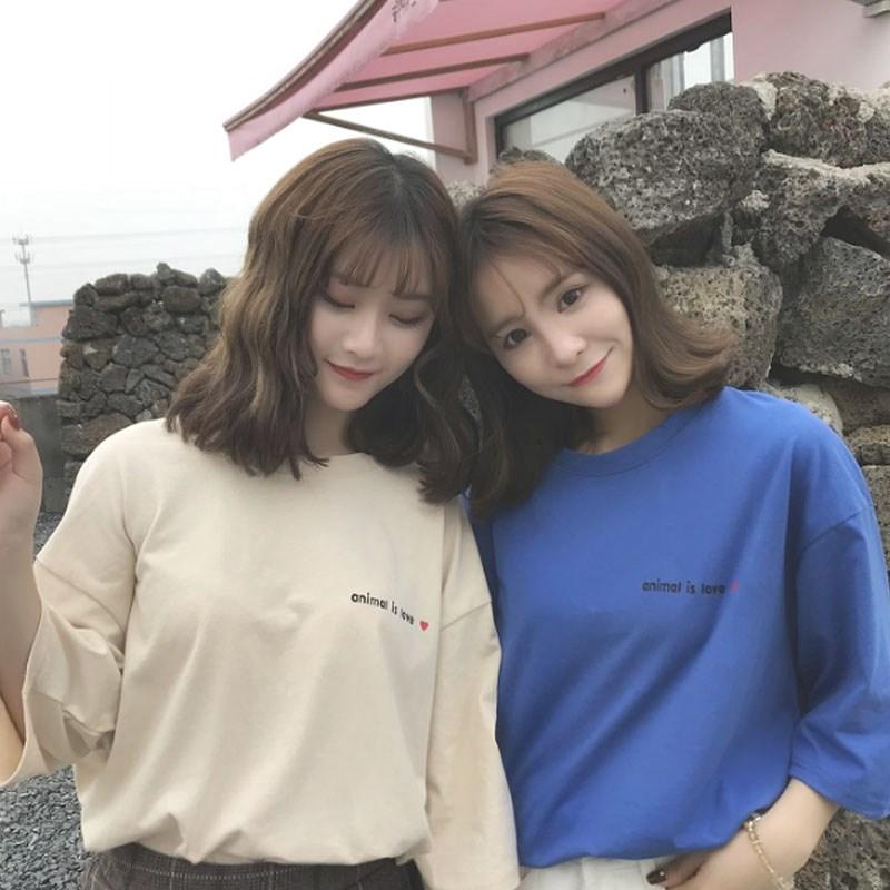 Niñas tops llanura camisas pareja blusa mujeres camiseta estudiante venta caliente verano