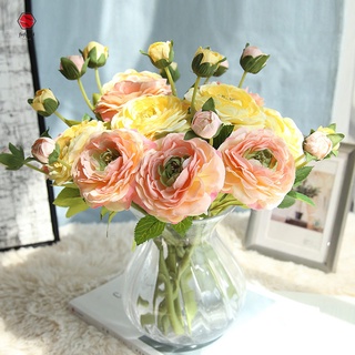 Ramo de rosas de té Artificial flores de seda simuladas de camelia fiesta de boda oficina decoración del hogar