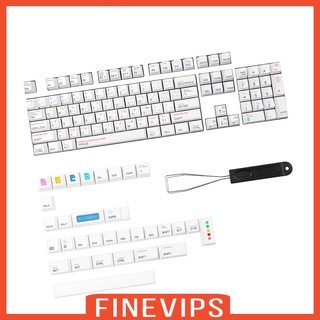 [FINEVIPS] 136 teclas PBT Dye-Sub Keycap Set diseño inglés para teclados Cherry MX blanco