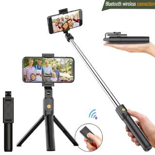 Mini trípode plegable 3 en 1 inalámbrico Bluetooth Selfie Stick monopie expandible con mando a distancia