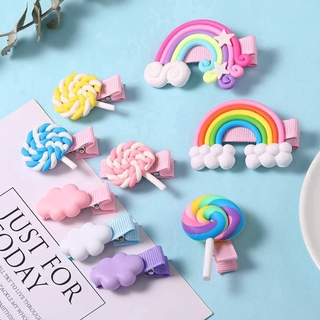 moda lindo color caramelo arco iris clip de pelo niños accesorios regalo (1)
