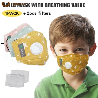 Childern Kids - cubierta facial a prueba de polvo PM 2.5 2 filtros con válvulas respiratorias