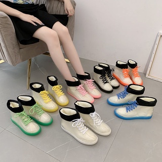 🍀🍀🍀Ventas calientes🍀🍀🍀Transparente botas de lluvia femeninas de moda coreana adulto botas de lluvia estudiante jalea zapatos impermeables zapatos lindos botas de agua antideslizante zapatos de goma cubiertas