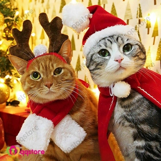 Mascota gato perro cachorro Santa rojo bufanda sombrero ropa de navidad disfraces ropa cálida QQstore