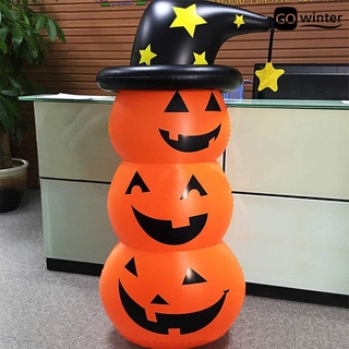 gowinter adornos de halloween llamativos impermeables pvc halloween inflable calabaza bruja sombrero decoración