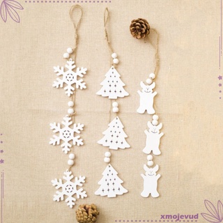 adorno de navidad blanco colgante de madera, copo de nieve, santa claus, ciervo, árbol de navidad, oso