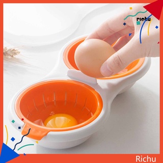 richu molde de huevo de doble capa de aplicación amplia portátil redondo hueco microondas huevo caja molde para el hogar