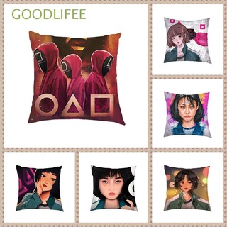 GOODLIFEE Gifts Cushion Cover Home Cotton Linen Squid Game Pillow Case Sofa TV Drama Peripheral Automobile Drawing Room Hot Sale Decor