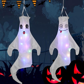 Haostones Halloween fantasma Windsock luz LED colgante fantasma fantasma FlagProps decoraciones MY