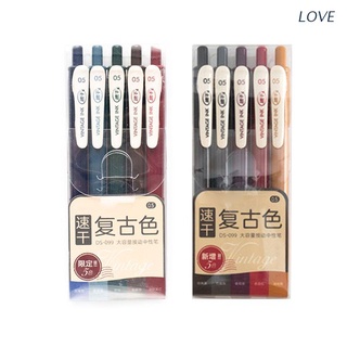 Love 5 pzs bolígrafos De Gel Retro De 0.5mm punta Fina De secado rápido neutral Marcadores clip pluma Material Escolar