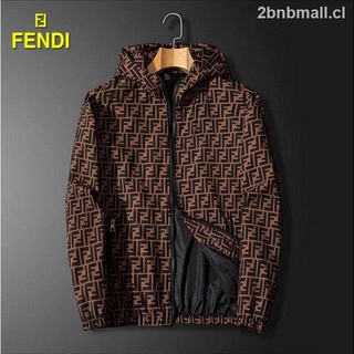 FENDI men casual fashion logo print bomber jacket autumn spring sport loose zipper hooded coat