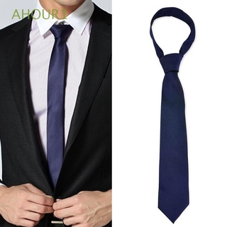 Ahour1 corbata/corbata Lisa clásica De Seda De color sólido Para hombre (1)