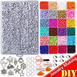 Pony Beads Set para hacer joyas, niños adultos niños manualidades DIY collar pulseras letras alfabeto colorido Crafting Beads Kit accesorios (6 Set)