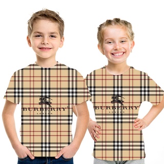 Burberry Camiseta Niño Niña Ropa Nueva Verano Casual Moda Impresión 3D Streetwear Tops Niños Tee
