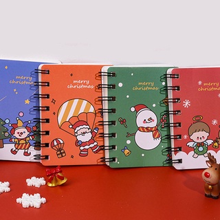 1Set lindo navidad Mini bobina cuaderno bloc de notas cuaderno estudiante oficina papelería (9)