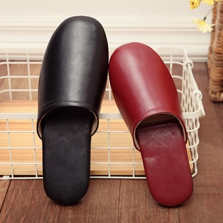Listo Stock _ Estilo Japonés Zapatillas De Piel De Oveja Mujer Primavera Otoño Parejas Casa Piso Interior Cuero Genuino Puntera