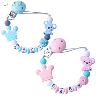 OFTENIOUS Colorful Pacifier Clip Non-toxic Soother Beaded Pacifiers Chain Cute Bear Silicone Chew Toy Baby Teething Baby Care Nipple Feeding