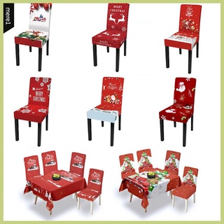 MERE Home Decor Christmas Chair Covers Removable Santa Printed Seat Cover Elastic Stretchable Soft Dining Room Slipcover
