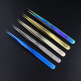 Extensión de pestañas postizas de pinzas de acero inoxidable arcoíris de la serie 100% MCS