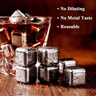 GNATEOUS Whiskey Ice Cubes Beverage Cool Glacier Beer Water Cooler Quick Freezing Bar Accessories Non-toxic Wine Drinks Stainless Steel (8)