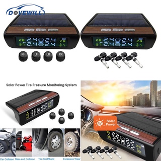 Dovewill Sistema De monitoreo De presión De neumáticos/Monitor Tpms inalámbrico con Sensores 4 pantalla Lcd De energía Solar alarma automática